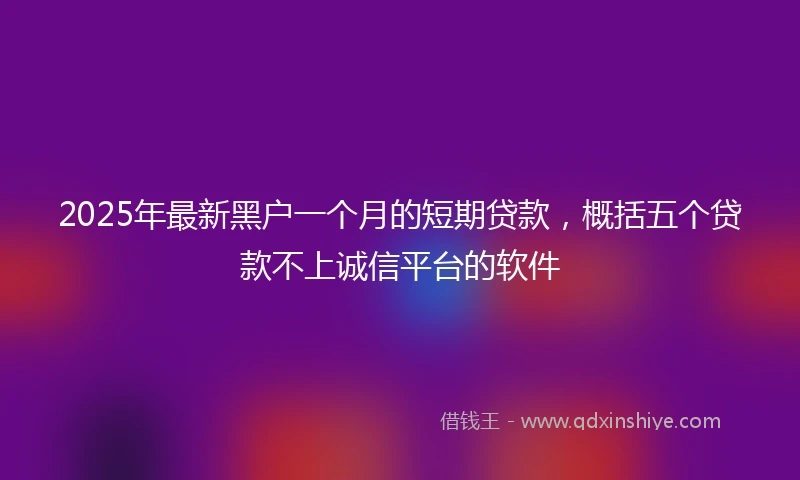 2025年最新黑户一个月的短期贷款，概括五个贷款不上诚信平台的软件