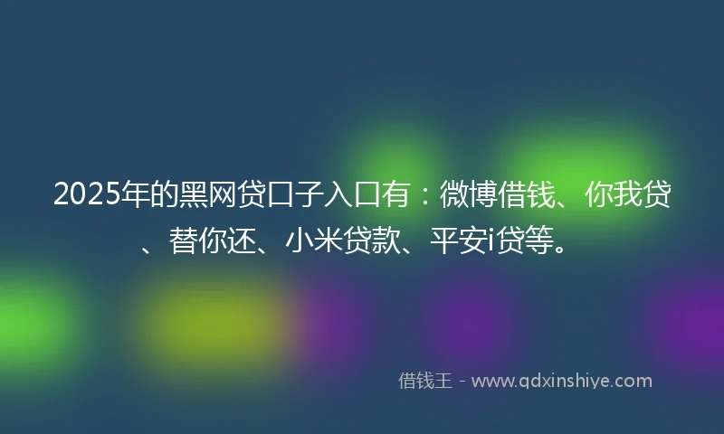 2025年的黑网贷口子入口有：微博借钱、你我贷、替你还、小米贷款、平安i贷等。