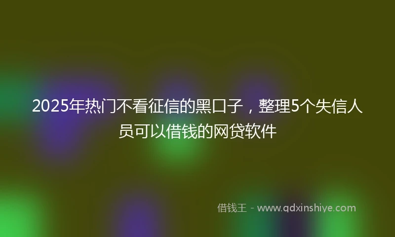 2025年热门不看征信的黑口子,整理5个失信人员可以借钱的网贷软件