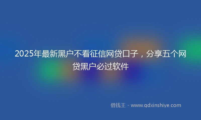 2025年最新黑户不看征信网贷口子，分享五个网贷黑户必过软件