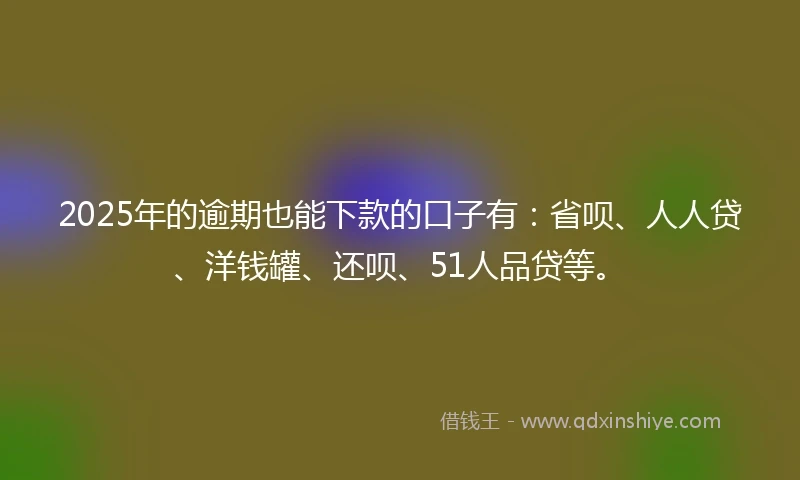 2025年的逾期也能下款的口子有：省呗、人人贷、洋钱罐、还呗、51人品贷等。