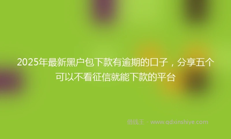 2025年最新黑户包下款有逾期的口子，分享五个可以不看征信就能下款的平台