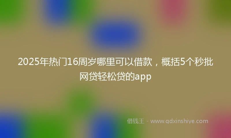 2025年热门16周岁哪里可以借款，概括5个秒批网贷轻松贷的app