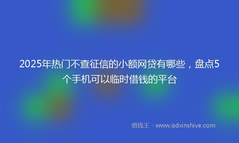2025年热门不查征信的小额网贷有哪些，盘点5个手机可以临时借钱的平台