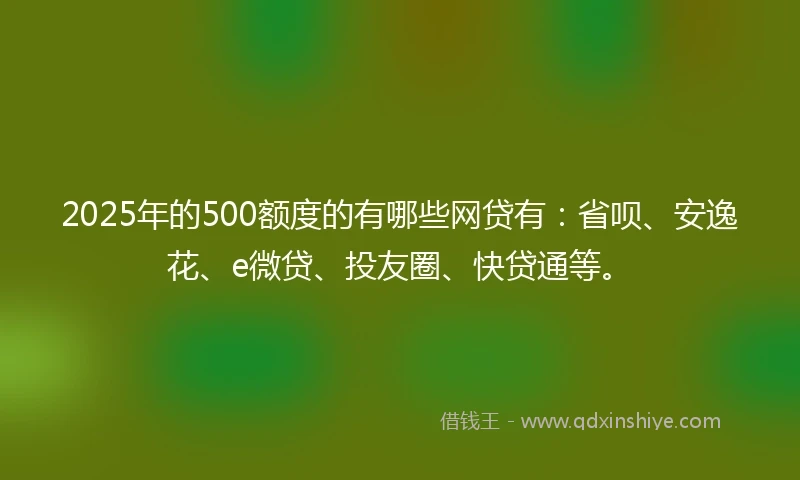2025年的500额度的有哪些网贷有：省呗、安逸花、e微贷、投友圈、快贷通等。