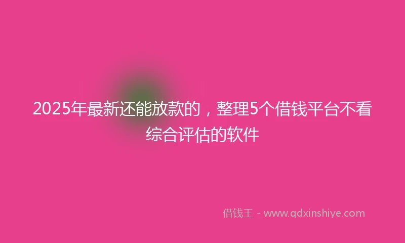 2025年最新还能放款的，整理5个借钱平台不看综合评估的软件