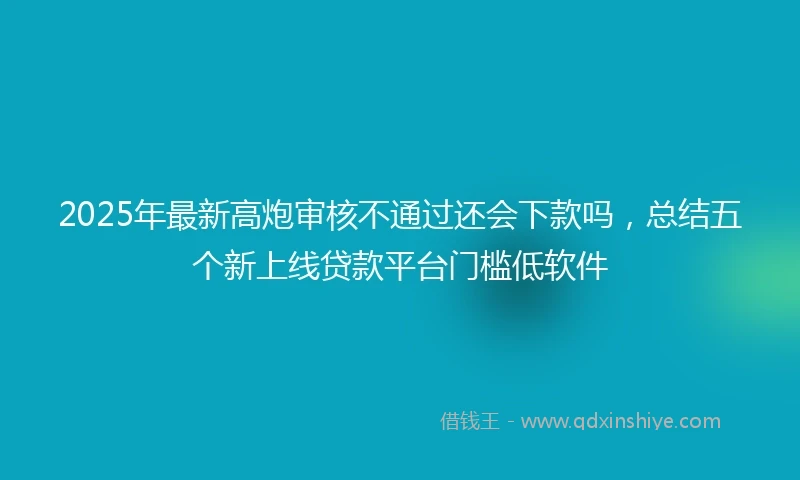 2025年最新高炮审核不通过还会下款吗，总结五个新上线贷款平台门槛低软件