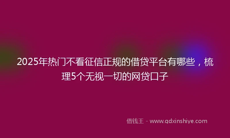 2025年热门不看征信正规的借贷平台有哪些，梳理5个无视一切的网贷口子