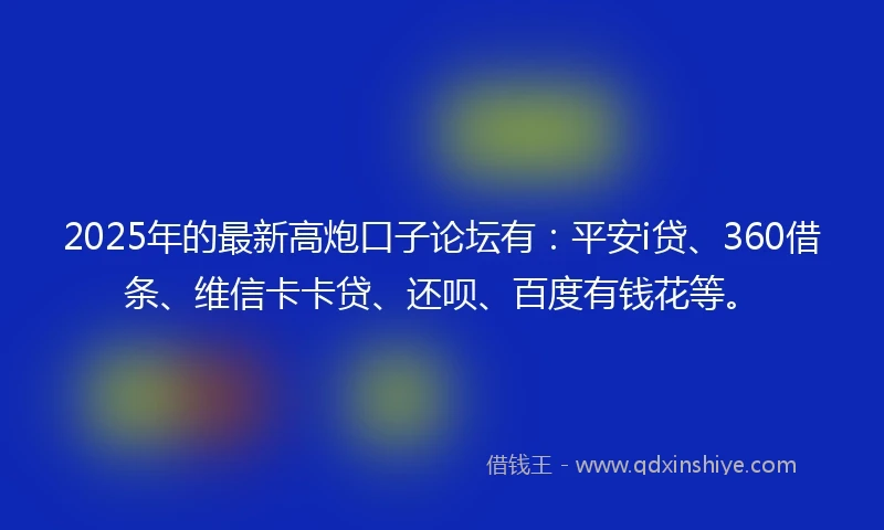 2025年的最新高炮口子论坛有：平安i贷、360借条、维信卡卡贷、还呗、百度有钱花等。