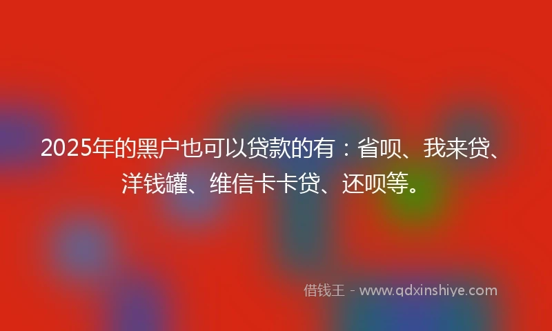 2025年的黑户也可以贷款的有：省呗、我来贷、洋钱罐、维信卡卡贷、还呗等。
