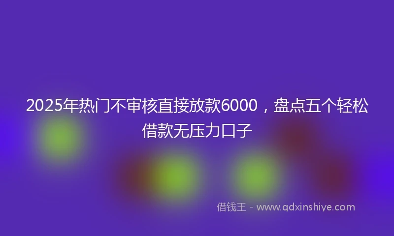 2025年热门不审核直接放款6000，盘点五个轻松借款无压力口子