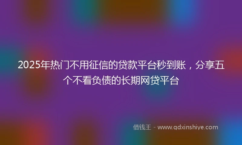 2025年热门不用征信的贷款平台秒到账，分享五个不看负债的长期网贷平台