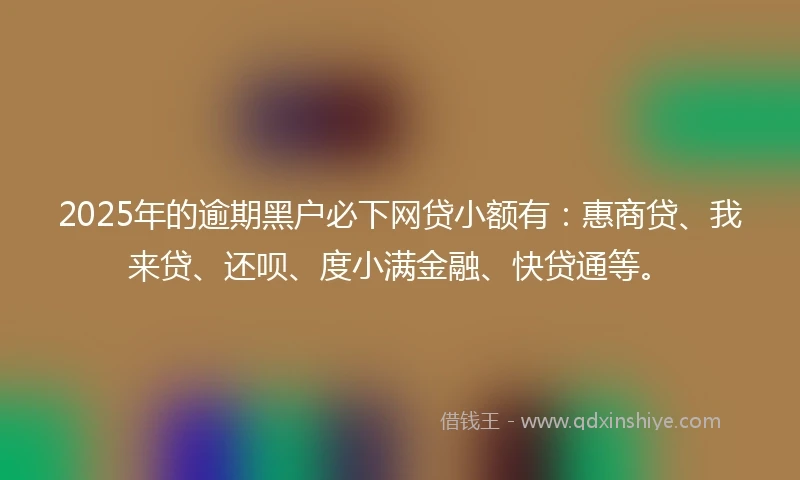 2025年的逾期黑户必下网贷小额有：惠商贷、我来贷、还呗、度小满金融、快贷通等。