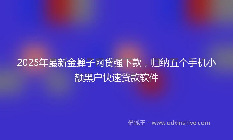 2025年最新金蝉子网贷强下款，归纳五个手机小额黑户快速贷款软件