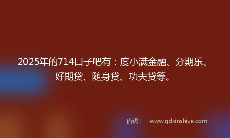 2025年的714口子吧有：度小满金融、分期乐、好期贷、随身贷、功夫贷等。