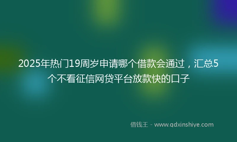 2025年热门19周岁申请哪个借款会通过，汇总5个不看征信网贷平台放款快的口子