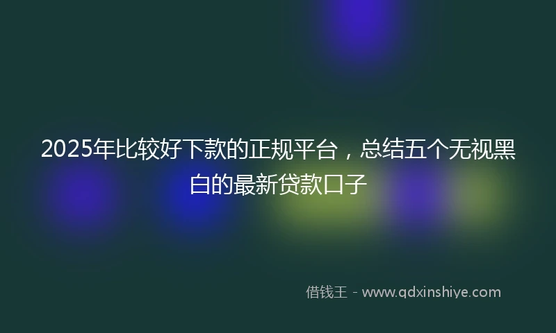 2025年比较好下款的正规平台，总结五个无视黑白的最新贷款口子