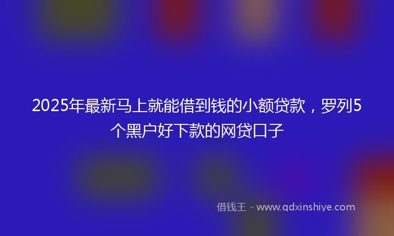 2025年最新马上就能借到钱的小额贷款，罗列5个黑户好下款的网贷口子