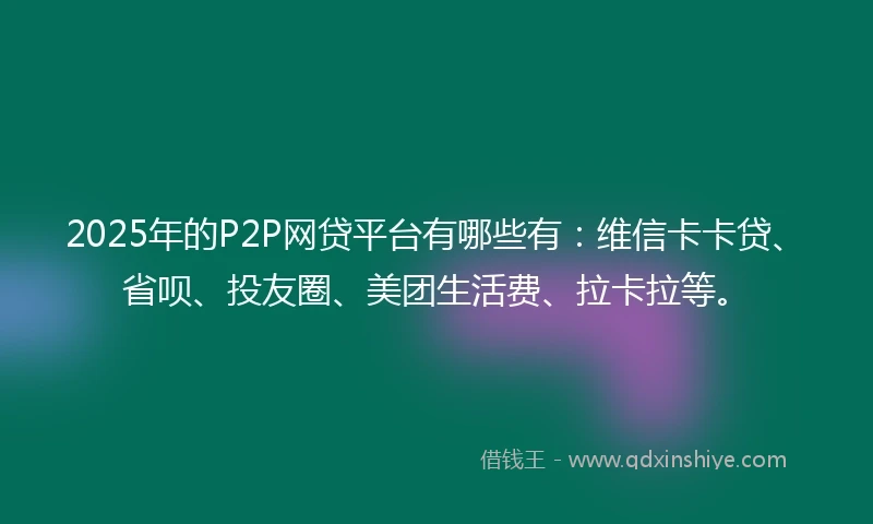 2025年的P2P网贷平台有哪些有：维信卡卡贷、省呗、投友圈、美团生活费、拉卡拉等。
