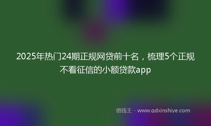 2025年热门24期正规网贷前十名，梳理5个正规不看征信的小额贷款app