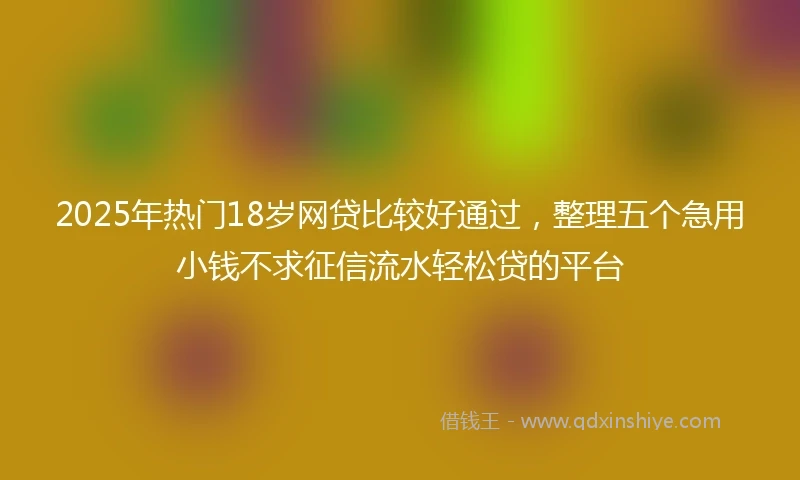 2025年热门18岁网贷比较好通过，整理五个急用小钱不求征信流水轻松贷的平台