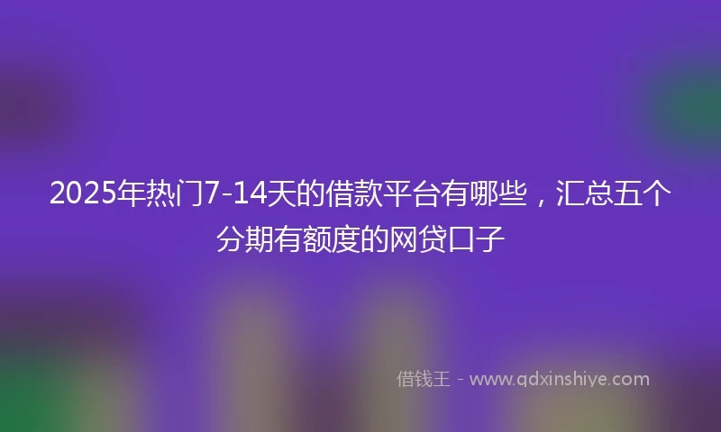 2025年热门7-14天的借款平台有哪些，汇总五个分期有额度的网贷口子