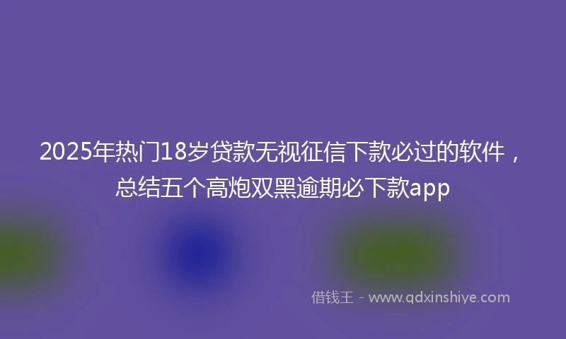 2025年热门18岁贷款无视征信下款必过的软件，总结五个高炮双黑逾期必下款app