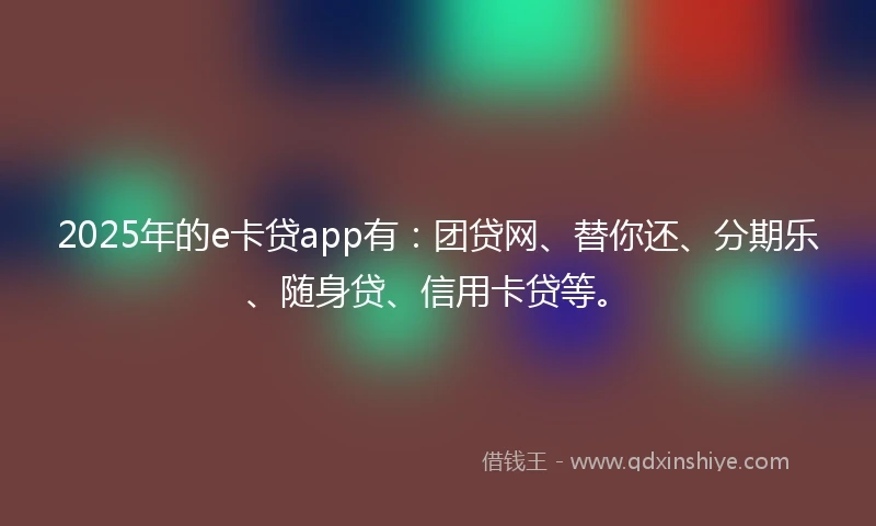 2025年的e卡贷app有：团贷网、替你还、分期乐、随身贷、信用卡贷等。