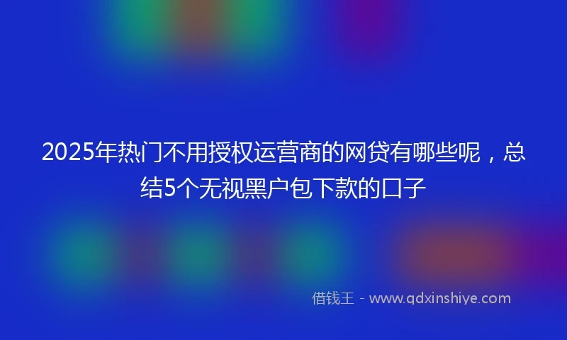 2025年热门不用授权运营商的网贷有哪些呢，总结5个无视黑户包下款的口子