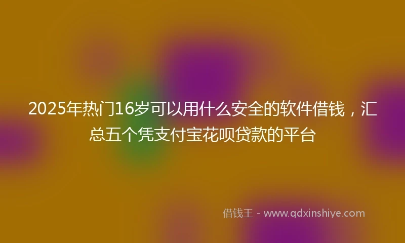 2025年热门16岁可以用什么安全的软件借钱，汇总五个凭支付宝花呗贷款的平台