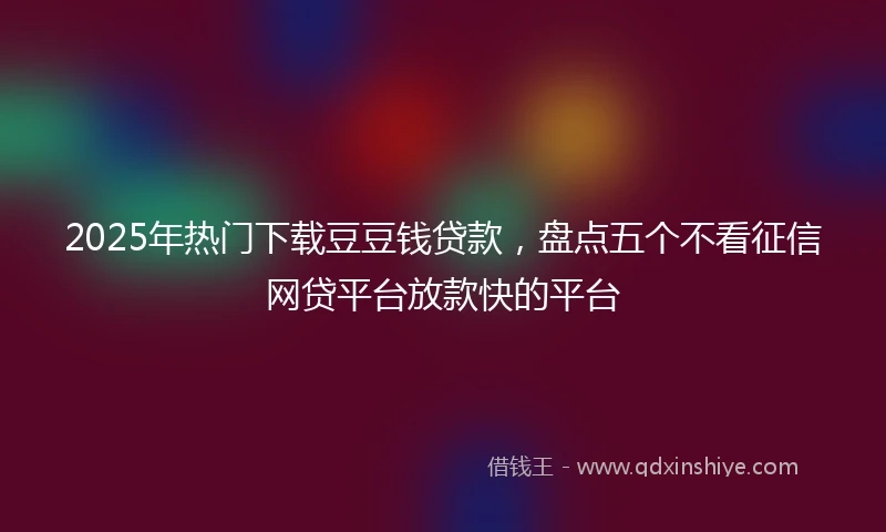 2025年热门下载豆豆钱贷款，盘点五个不看征信网贷平台放款快的平台