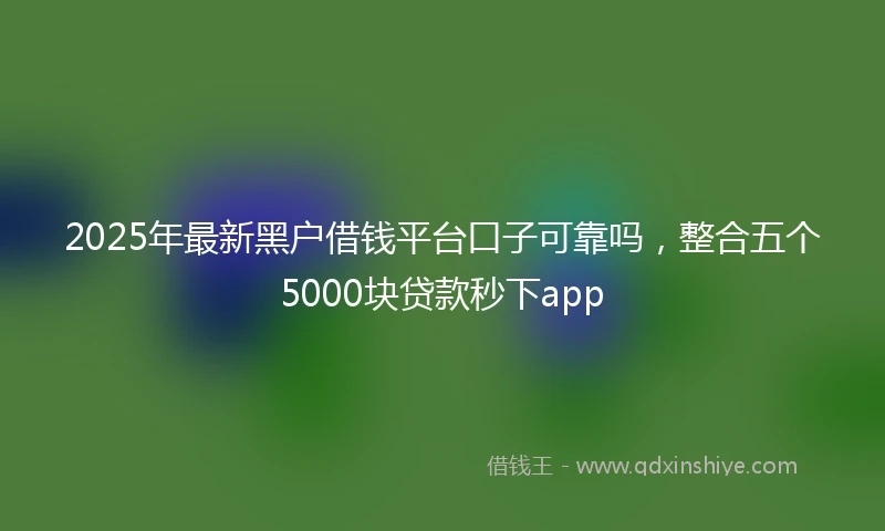 2025年最新黑户借钱平台口子可靠吗,整合五个5000块贷款秒下app