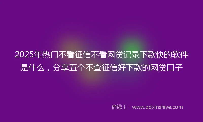 2025年热门不看征信不看网贷记录下款快的软件是什么,分享五个不查征信好下款的网贷口子