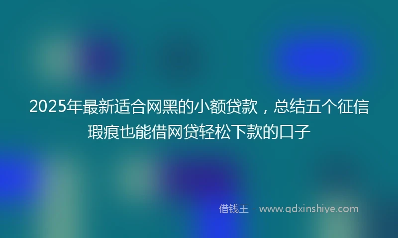 2025年最新适合网黑的小额贷款，总结五个征信瑕疵也能借网贷轻松下款的口子