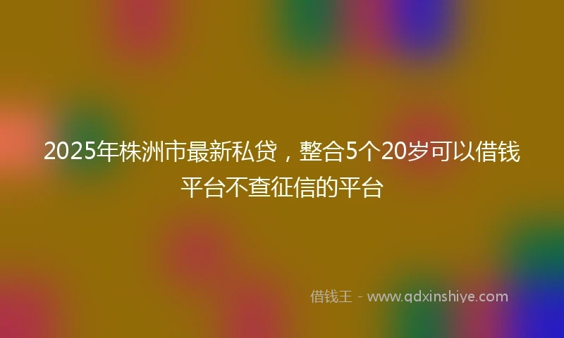 2025年株洲市最新私贷，整合5个20岁可以借钱平台不查征信的平台