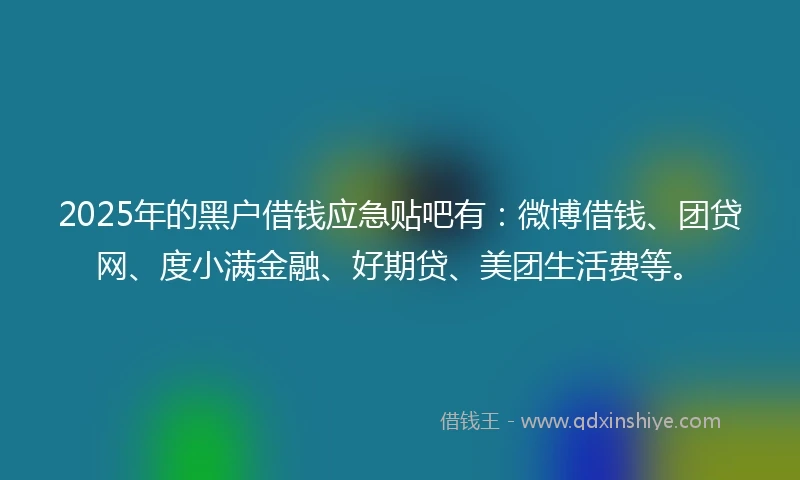 2025年的黑户借钱应急贴吧有：微博借钱、团贷网、度小满金融、好期贷、美团生活费等。