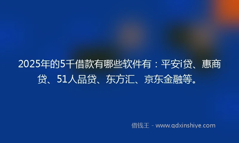 2025年的5千借款有哪些软件有：平安i贷、惠商贷、51人品贷、东方汇、京东金融等。