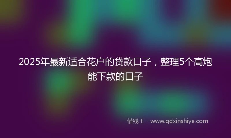 2025年最新适合花户的贷款口子，整理5个高炮能下款的口子