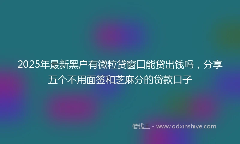 2025年最新黑户有微粒贷窗口能贷出钱吗，分享五个不用面签和芝麻分的贷款口子