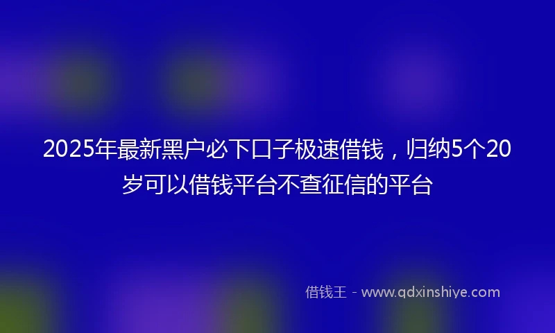 2025年最新黑户必下口子极速借钱，归纳5个20岁可以借钱平台不查征信的平台