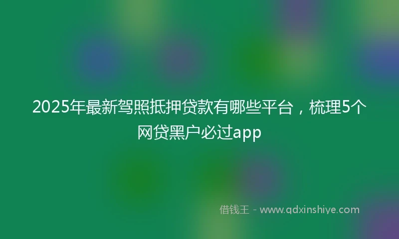 2025年最新驾照抵押贷款有哪些平台，梳理5个网贷黑户必过app
