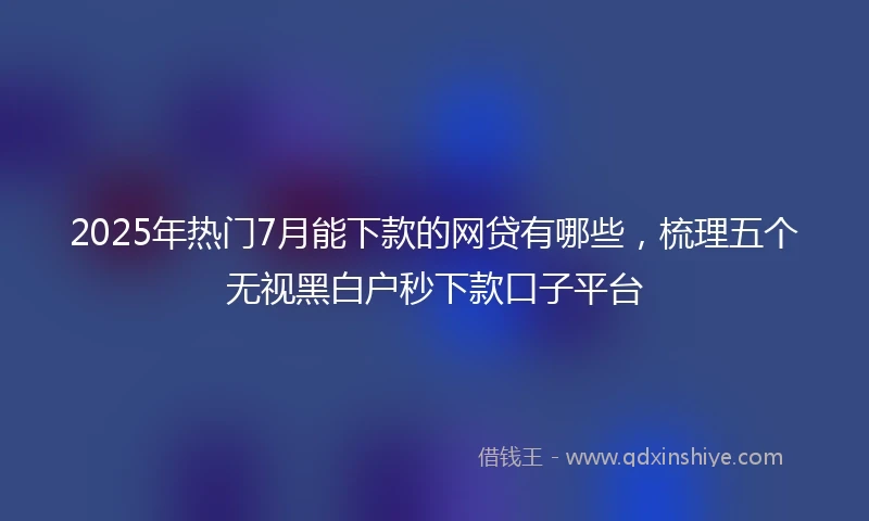 2025年热门7月能下款的网贷有哪些,梳理五个无视黑白户秒下款口子平台