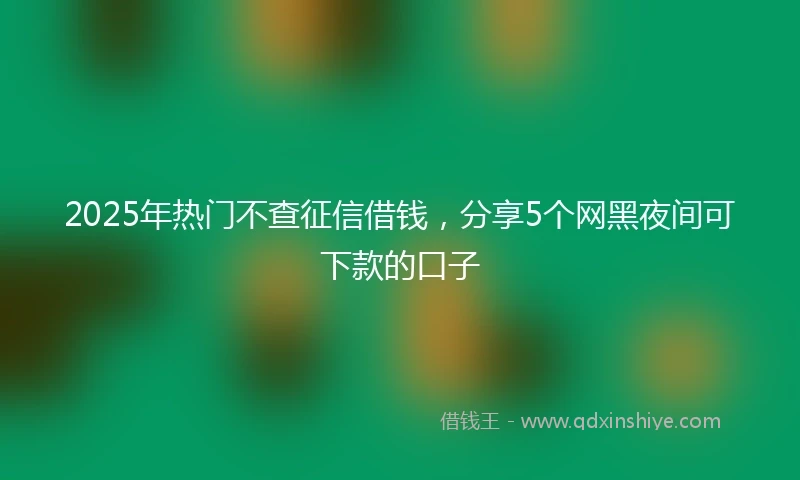 2025年热门不查征信借钱，分享5个网黑夜间可下款的口子
