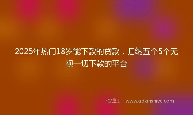 2025年热门18岁能下款的贷款，归纳五个5个无视一切下款的平台