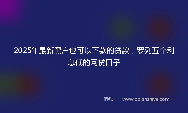 2025年最新黑户也可以下款的贷款,罗列五个利息低的网贷口子