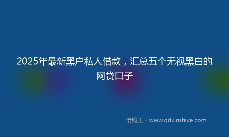 2025年最新黑户私人借款,汇总五个无视黑白的网贷口子