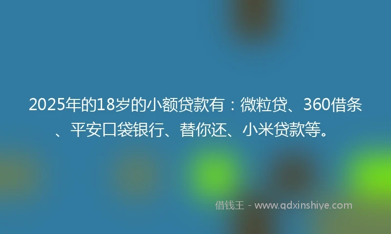 2025年的18岁的小额贷款有：微粒贷、360借条、平安口袋银行、替你还、小米贷款等。