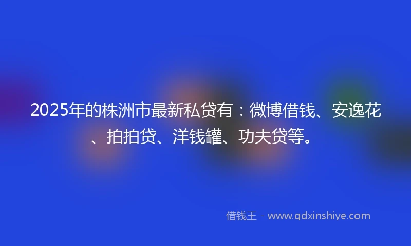 2025年的株洲市最新私贷有：微博借钱、安逸花、拍拍贷、洋钱罐、功夫贷等。