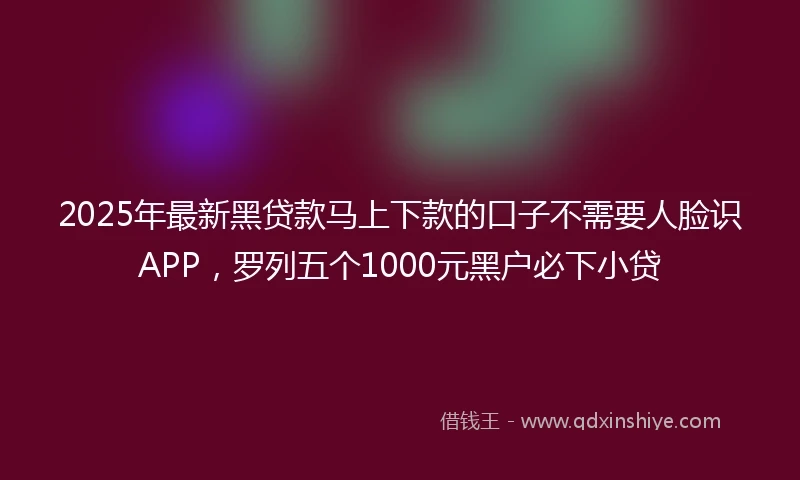 2025年最新黑贷款马上下款的口子不需要人脸识APP，罗列五个1000元黑户必下小贷