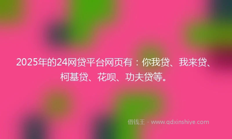 2025年的24网贷平台网页有：你我贷、我来贷、柯基贷、花呗、功夫贷等。